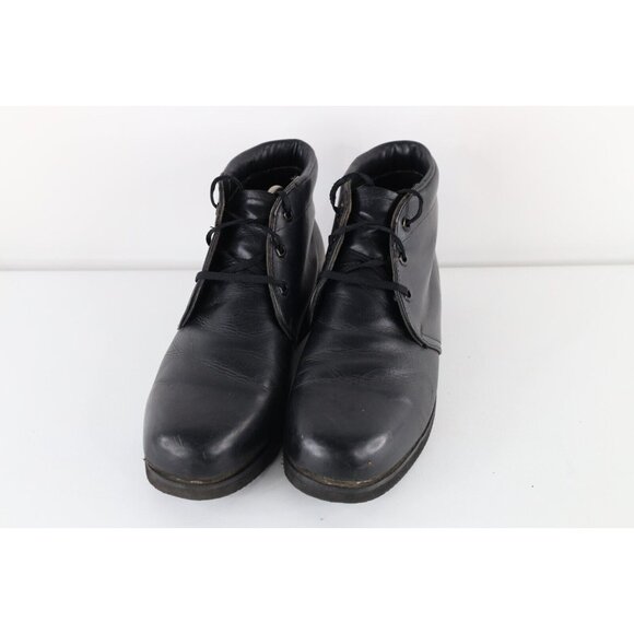 Vtg 70s Streetwear Mens 9 Distressed Leather Ankle Chukkas Chukka Boots Black main image 7